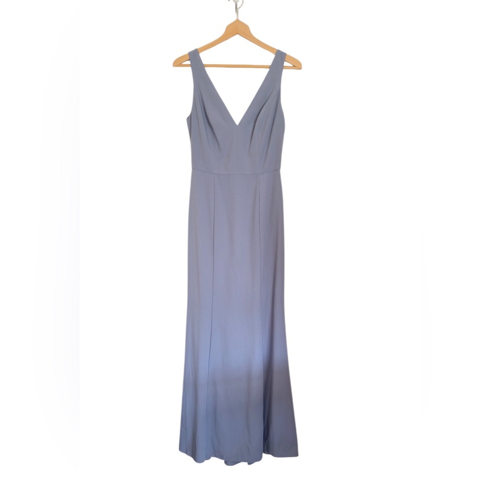 Amsale Sydney Slate V-Neck Maxi Bridesmaid Formal Prom Dress size 4